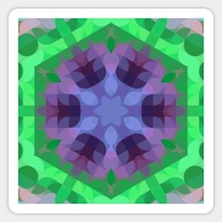 Retro Mandala Flower Purple and Green Sticker